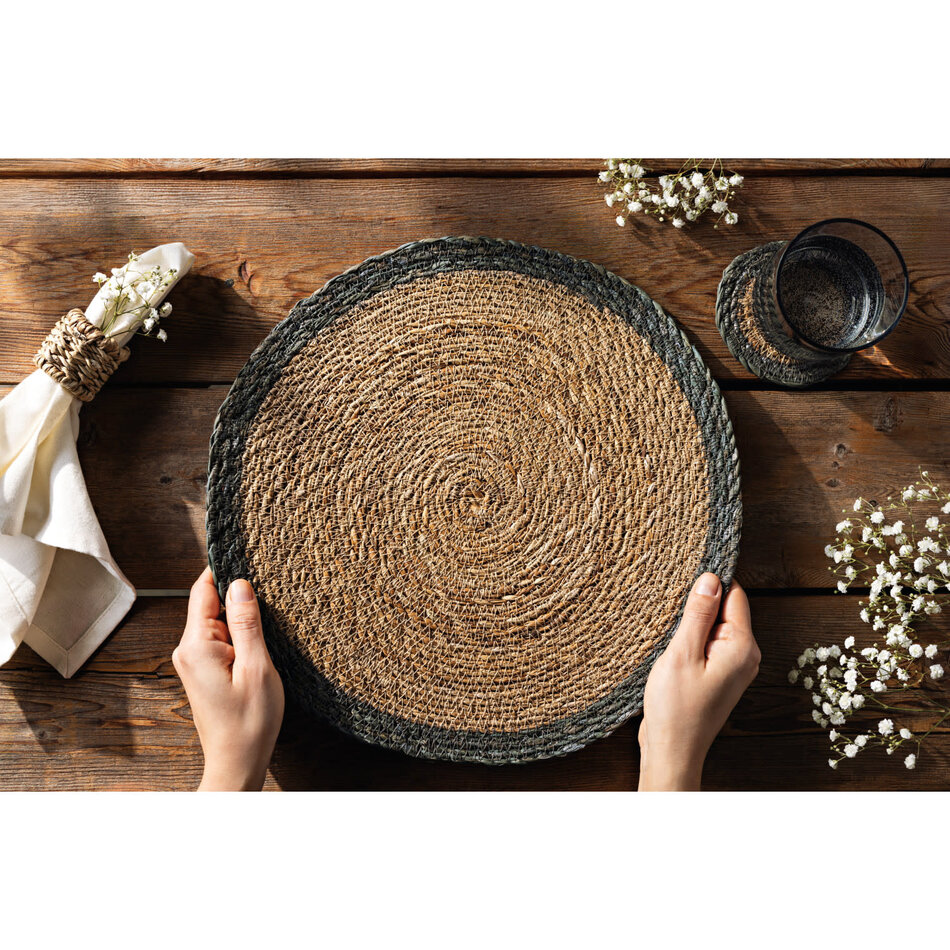 Danica Green Border Seagrass Coasters Set of 4