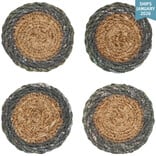 Danica Blue Border Seagrass Coasters Set of 4