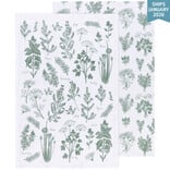 Danica Fresh Herbs Elm Green Floursack Dishtowels Set of 2