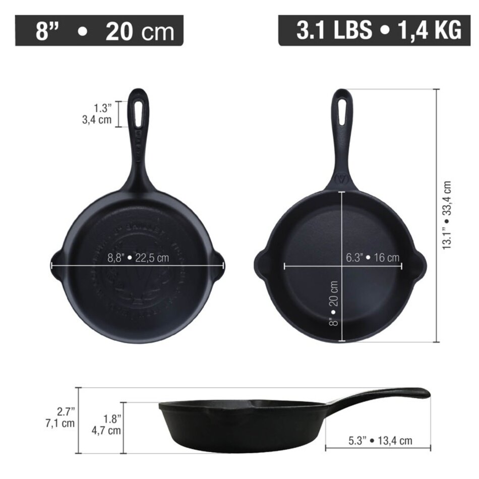 Victoria Cast Iron Skillet, 8"