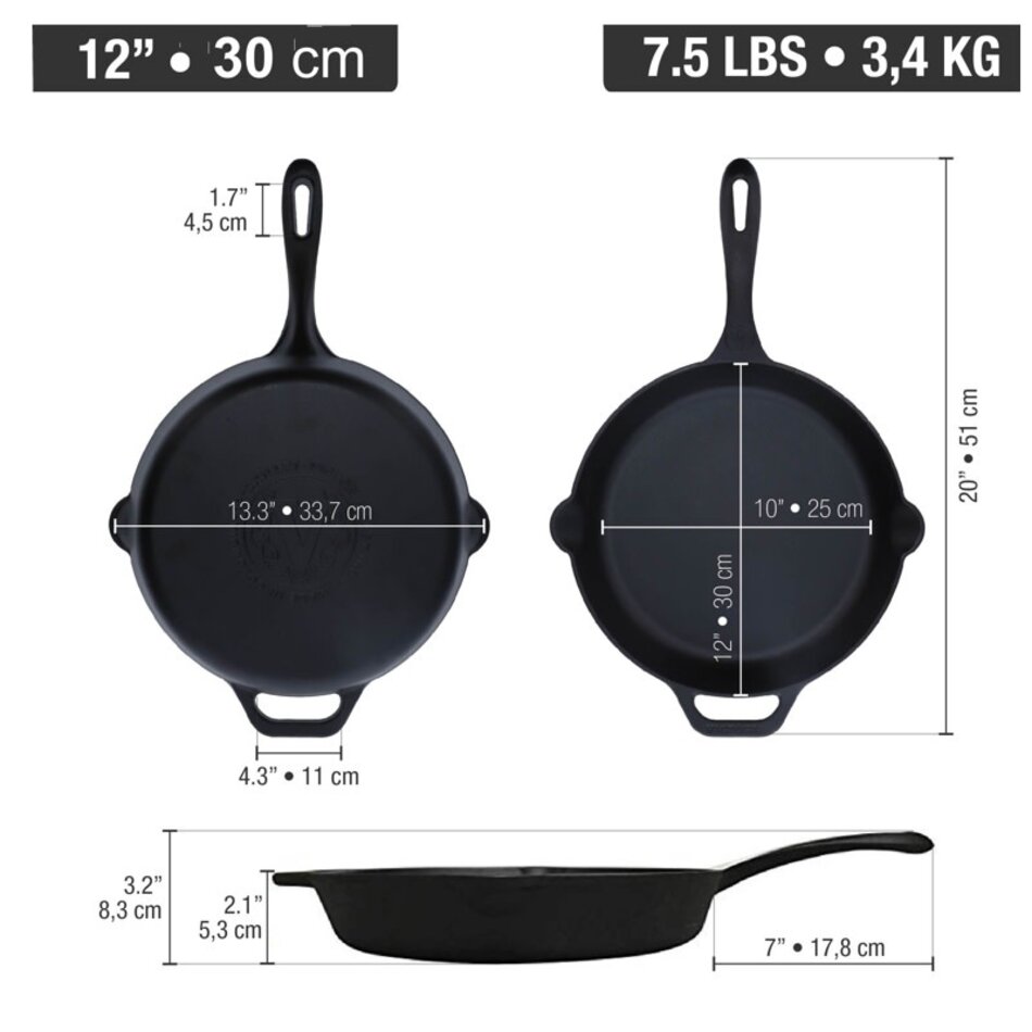 Victoria Cast Iron Skillet, 12"