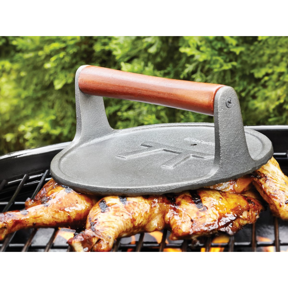 Cast Iron Flat Grill Press Round 8"