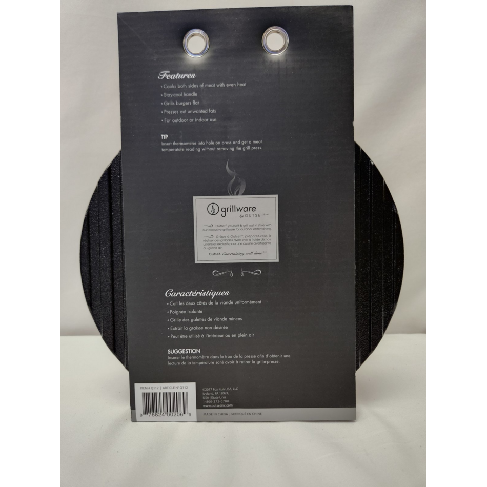 Cast Iron Flat Grill Press Round 8"