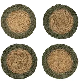 Danica Green Border Seagrass Coasters Set of 4