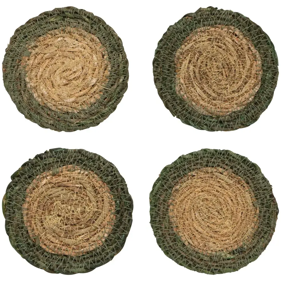 Danica Green Border Seagrass Coasters Set of 4