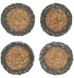 Danica Blue Border Seagrass Coasters Set of 4