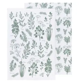 Danica Fresh Herbs Elm Green Floursack Dishtowels Set of 2