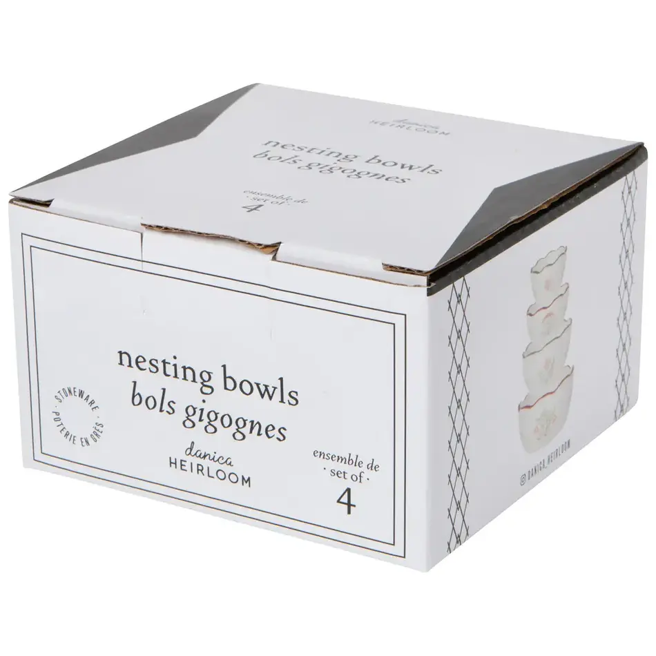 Camellia Stoneware Nesting Bowls Set of 4 Assorted