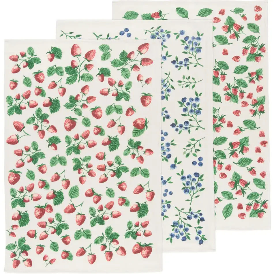 Floursack Dishtowels, Berry Patch, set of 3