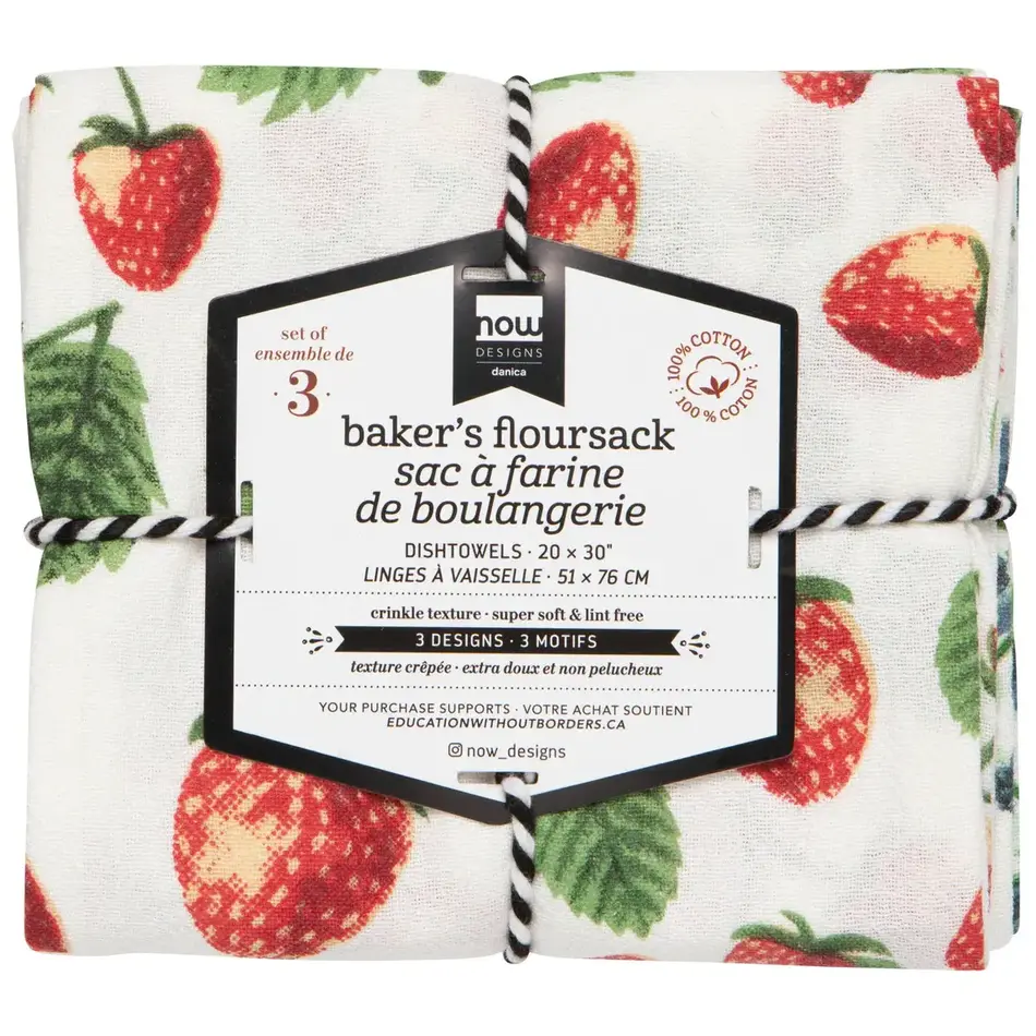 Floursack Dishtowels, Berry Patch, set of 3
