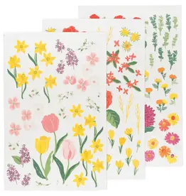 Floursack Dishtowels, Flowers of the Month, set of 3