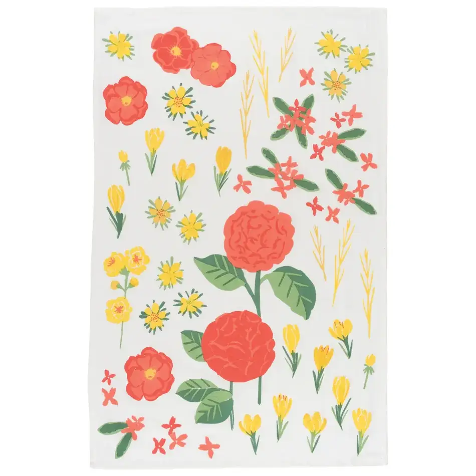 Floursack Dishtowels, Flowers of the Month, set of 3