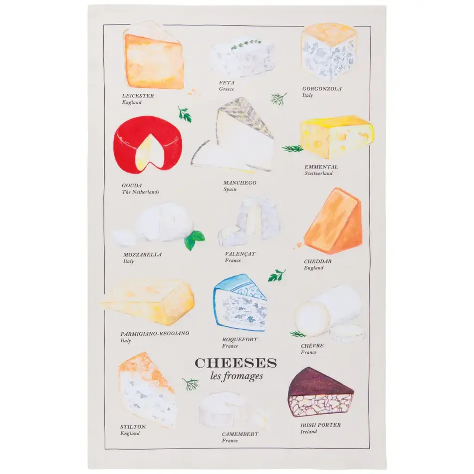 Les Fromages Printed Cotton Dishtowel