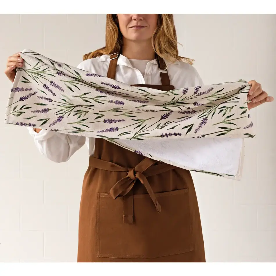 Lavender Printed Terry Dishtowel
