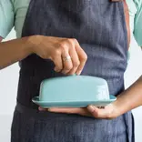 Rectangle Eggshell Blue Butter Dish
