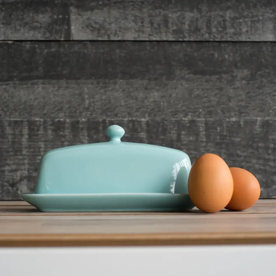 Rectangle Eggshell Blue Butter Dish