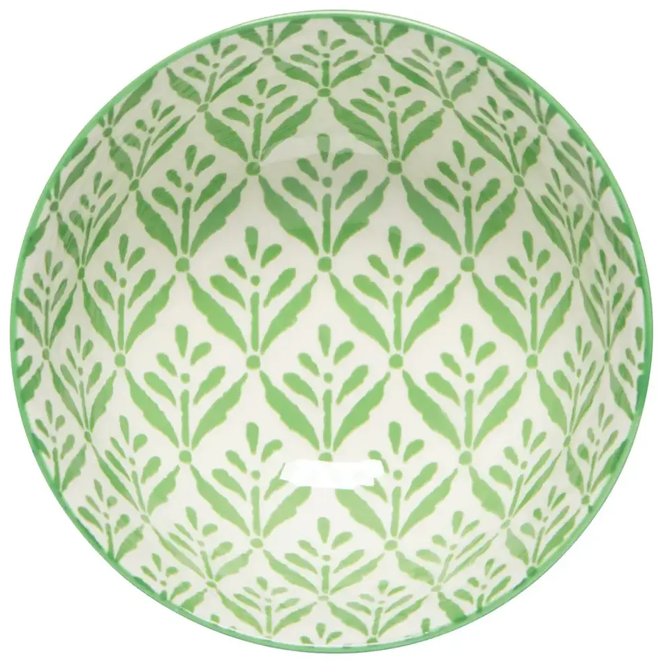 Green Leaf Stamped Bowl 4 Inch