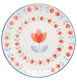 Red Tulip Stamped Appetizer Plate 6"