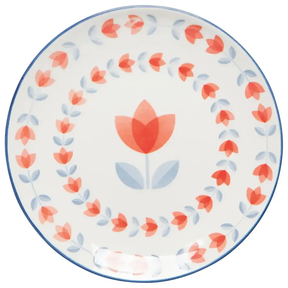 Red Tulip Stamped Appetizer Plate 6"