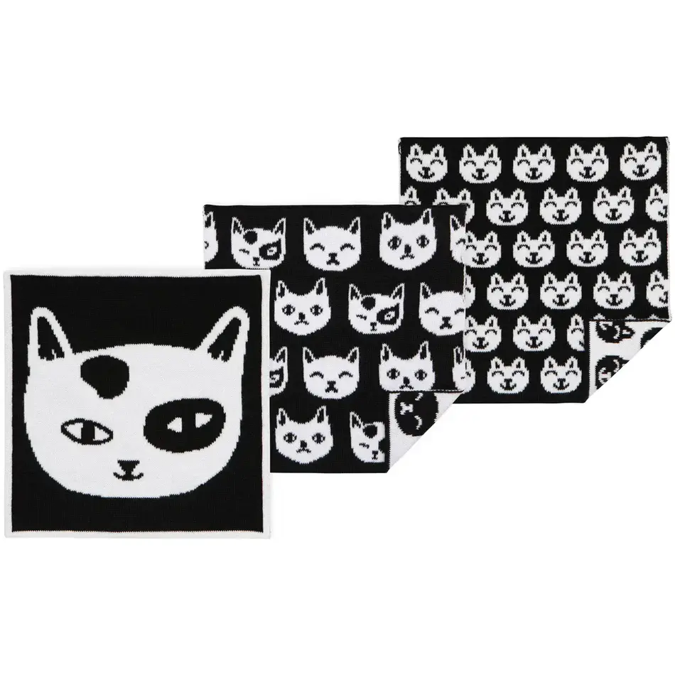 Feline Fine Knit Dishcloth Set of 3