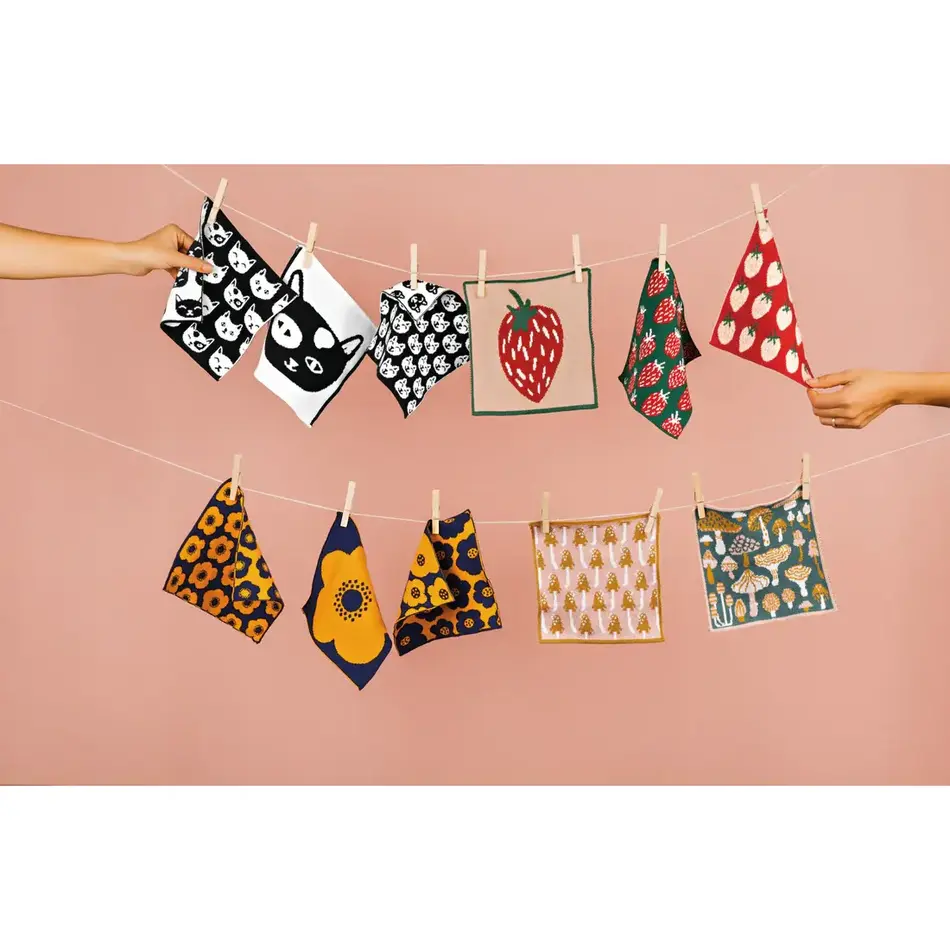 Feline Fine Knit Dishcloth Set of 3