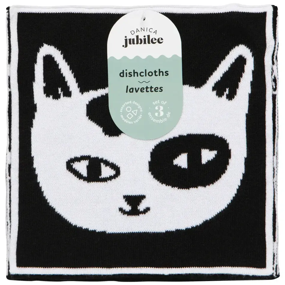 Feline Fine Knit Dishcloth Set of 3