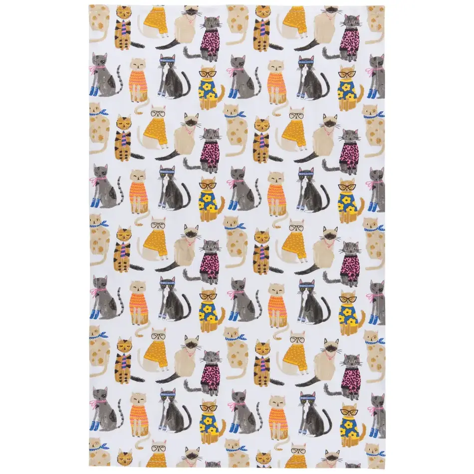 Feline Fine Printed Cotton Dishtowel