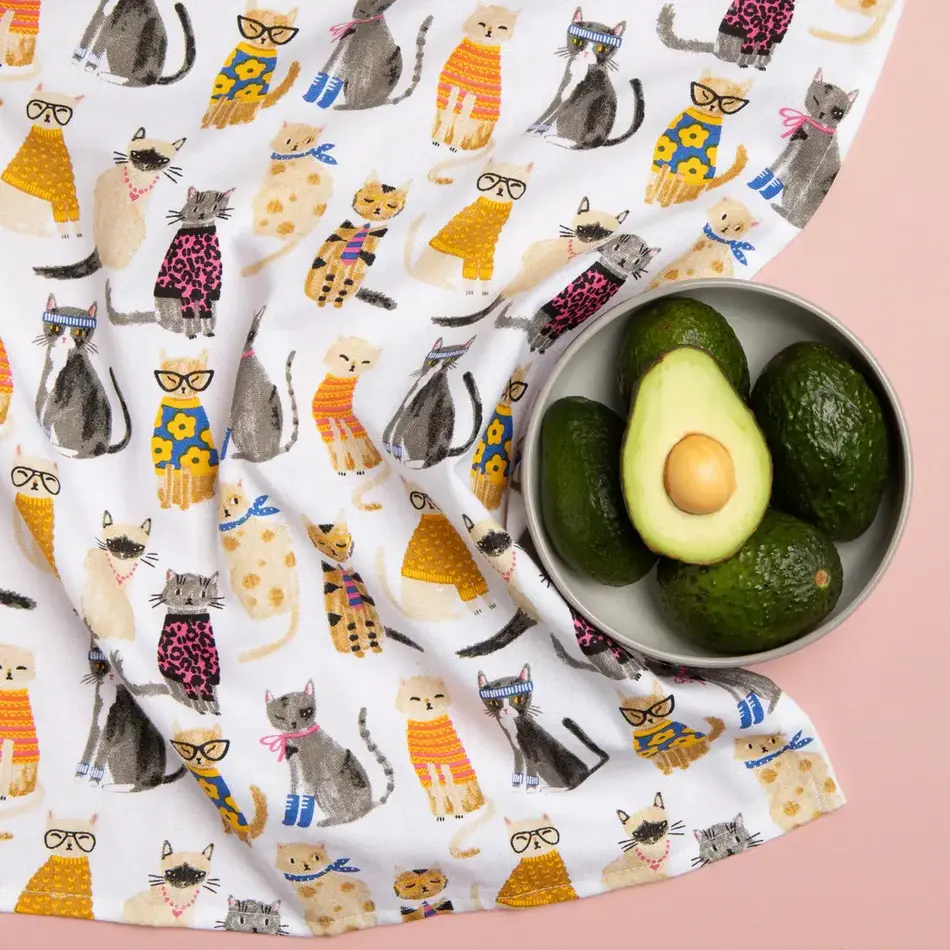 Feline Fine Printed Cotton Dishtowel
