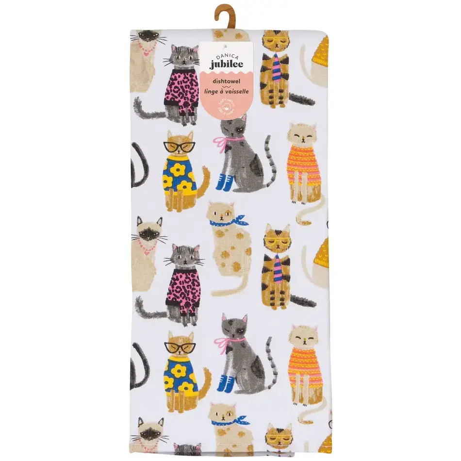 Feline Fine Printed Cotton Dishtowel