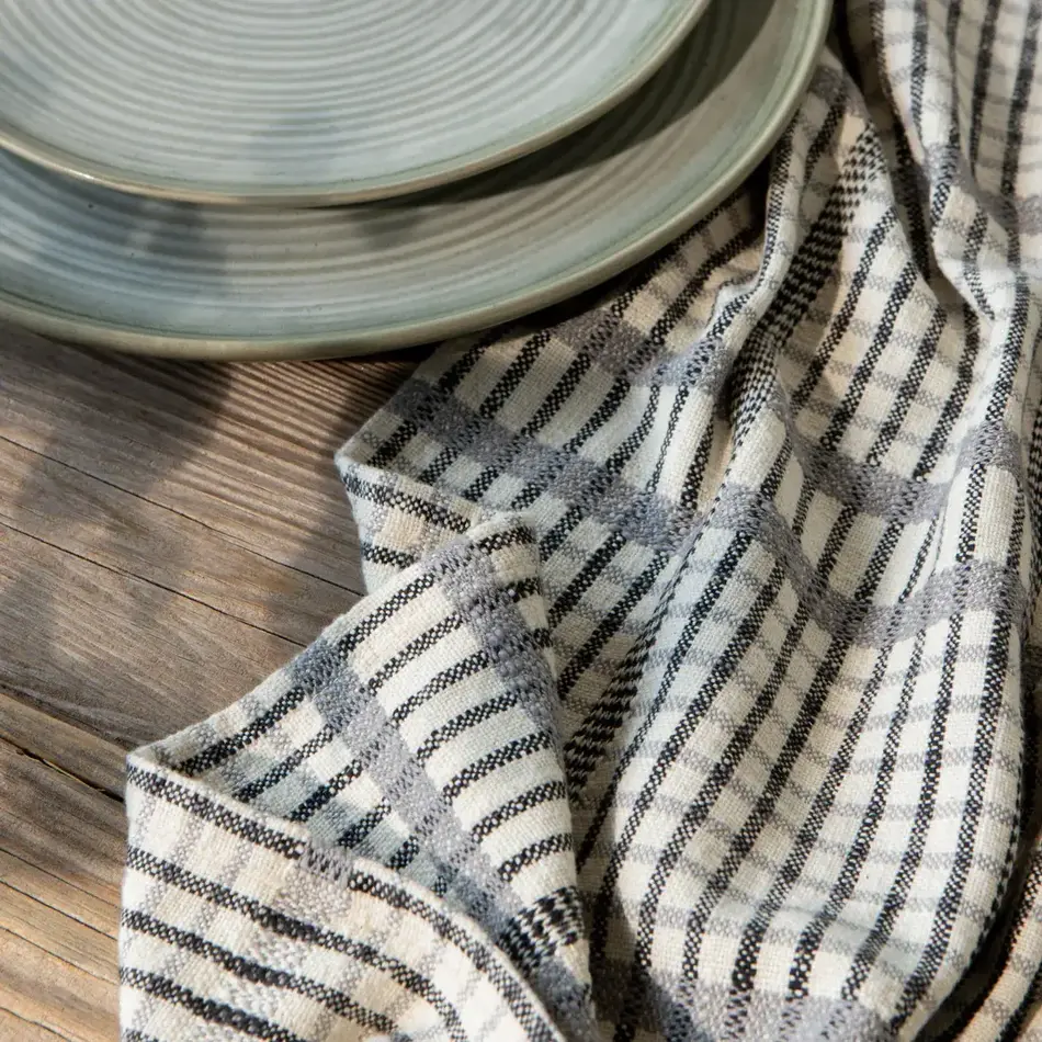 Pewter Finley Check Dishtowels, set of 2