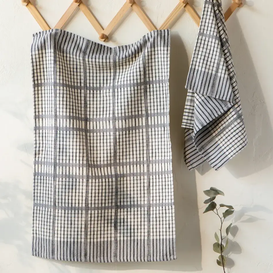 Pewter Finley Check Dishtowels, set of 2