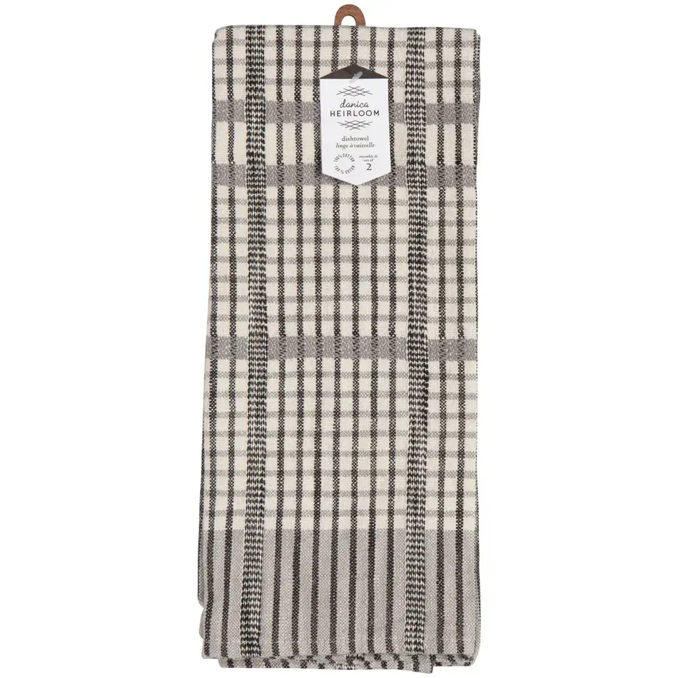 Pewter Finley Check Dishtowels, set of 2