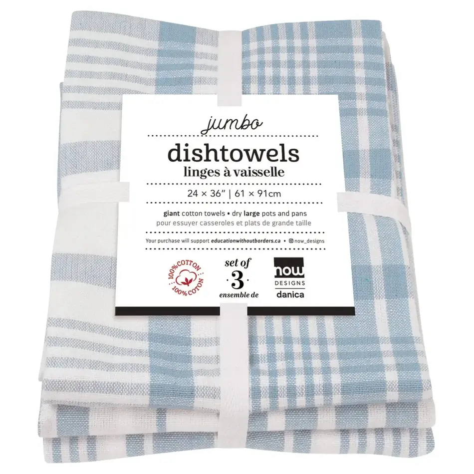 Jumbo Dishtowels, Slate Blue, set of 3