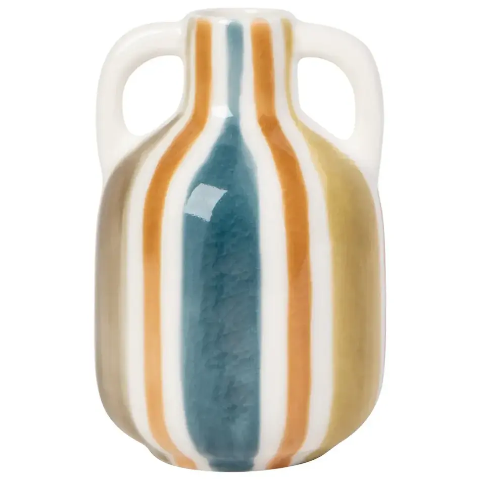 Danica Rustic Stripe Ceramic Bud Vase