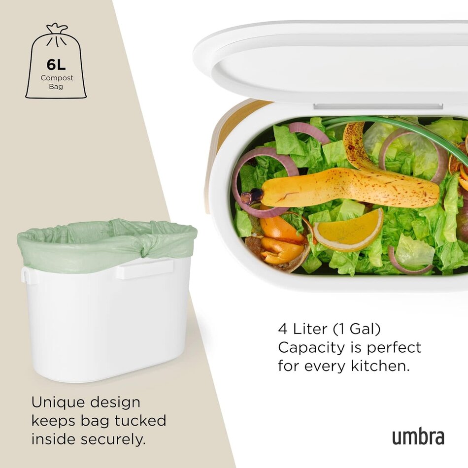 Umbra Bellwood Compost Bin White/Natural