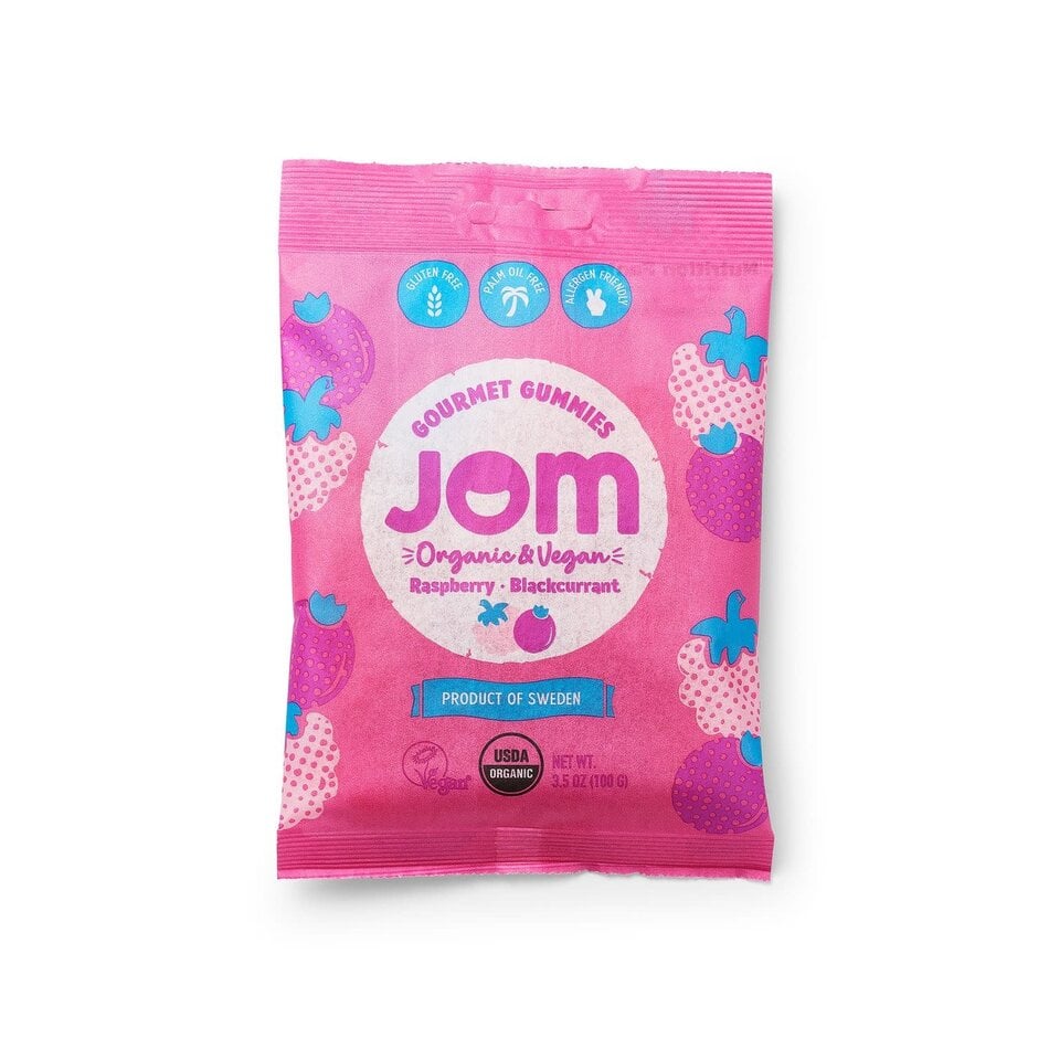 JOM Raspberry & Blackcurrent Gummies, 100g