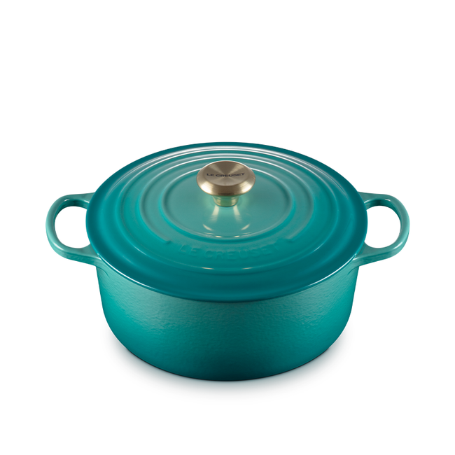 Le Creuset 5.3L/26cm Round French Oven Bleu Riviera - Zest Kitchen