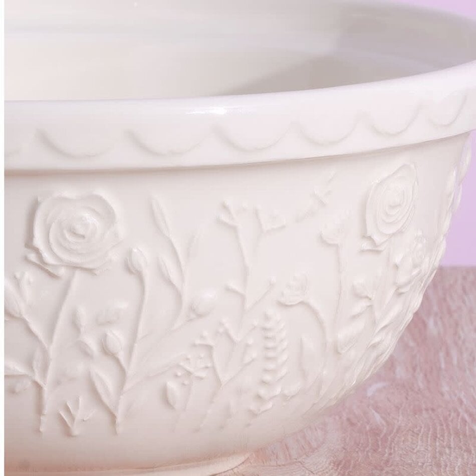 Mason Cash Mason Cash Meadow Mixing Bowl 29cm/4000ml, White Rose