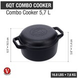 Victoria Cast Iron Dutch Oven Combo Cooker, 5.7L
