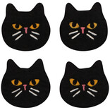 Black Cat Felt Coasters Set of 4