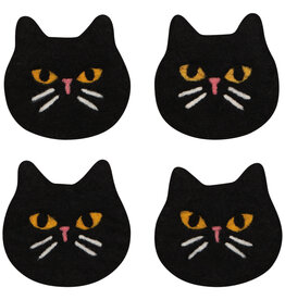 Black Cat Felt Coasters Set of 4