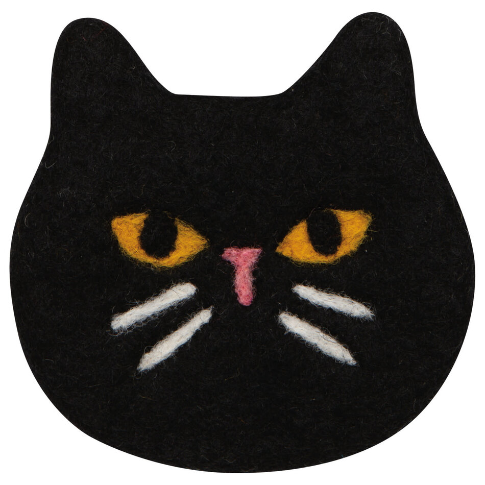 Black Cat Felt Coasters Set of 4