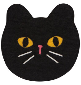 Black Cat Felted Wool Trivet