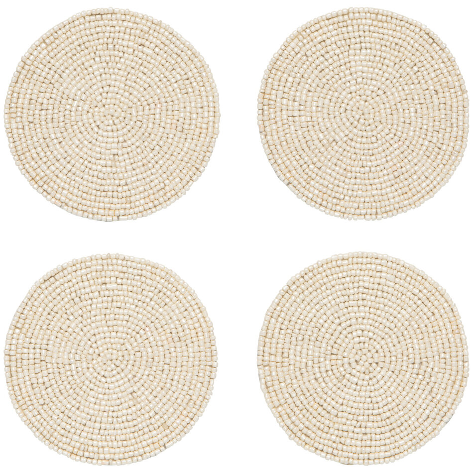 Ivory Beaded Coasters Set of 4