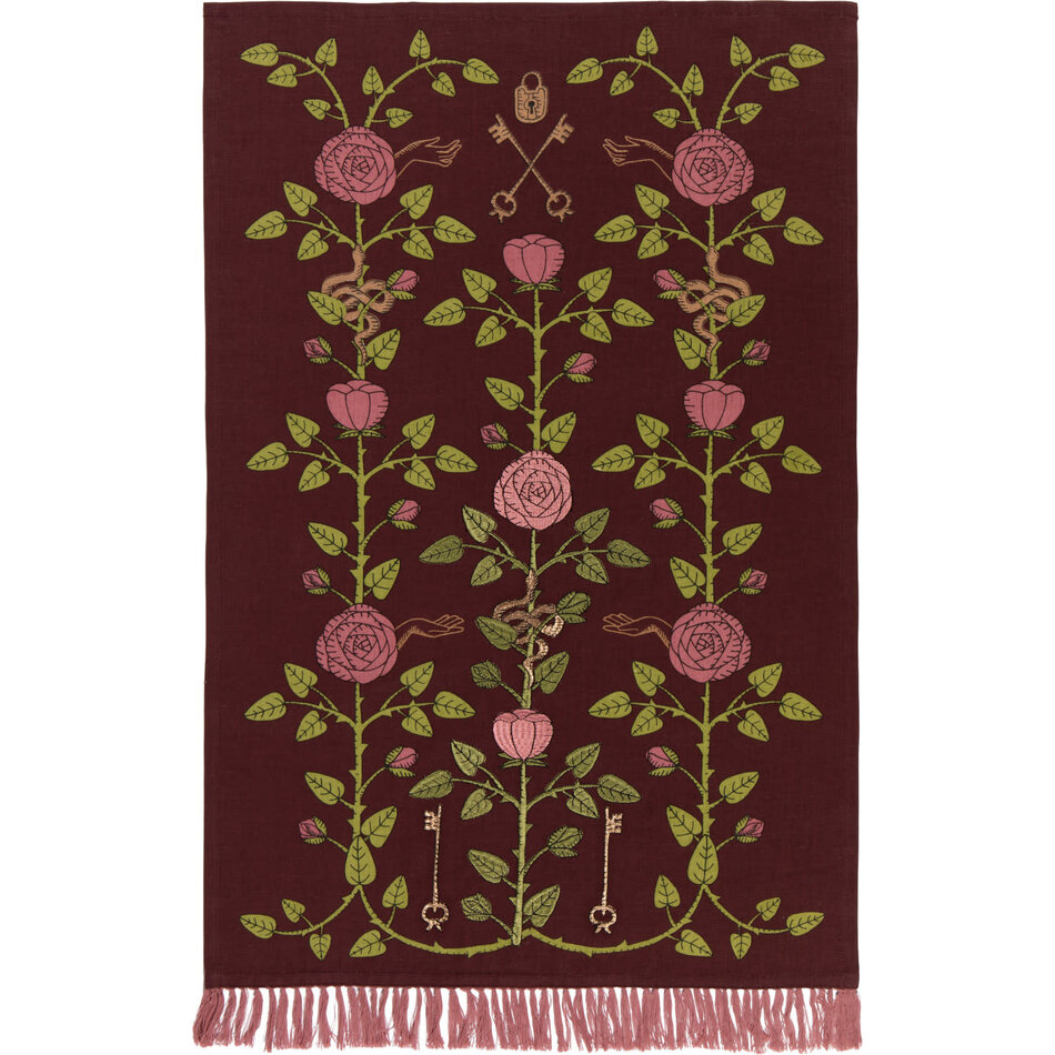 Rose Briar Embroidered Dishtowel