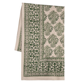 Viridian Block Print Tablecloth 60 x 84 inch