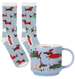 Dashing Dachshunds Christmas Mug and Socks Set