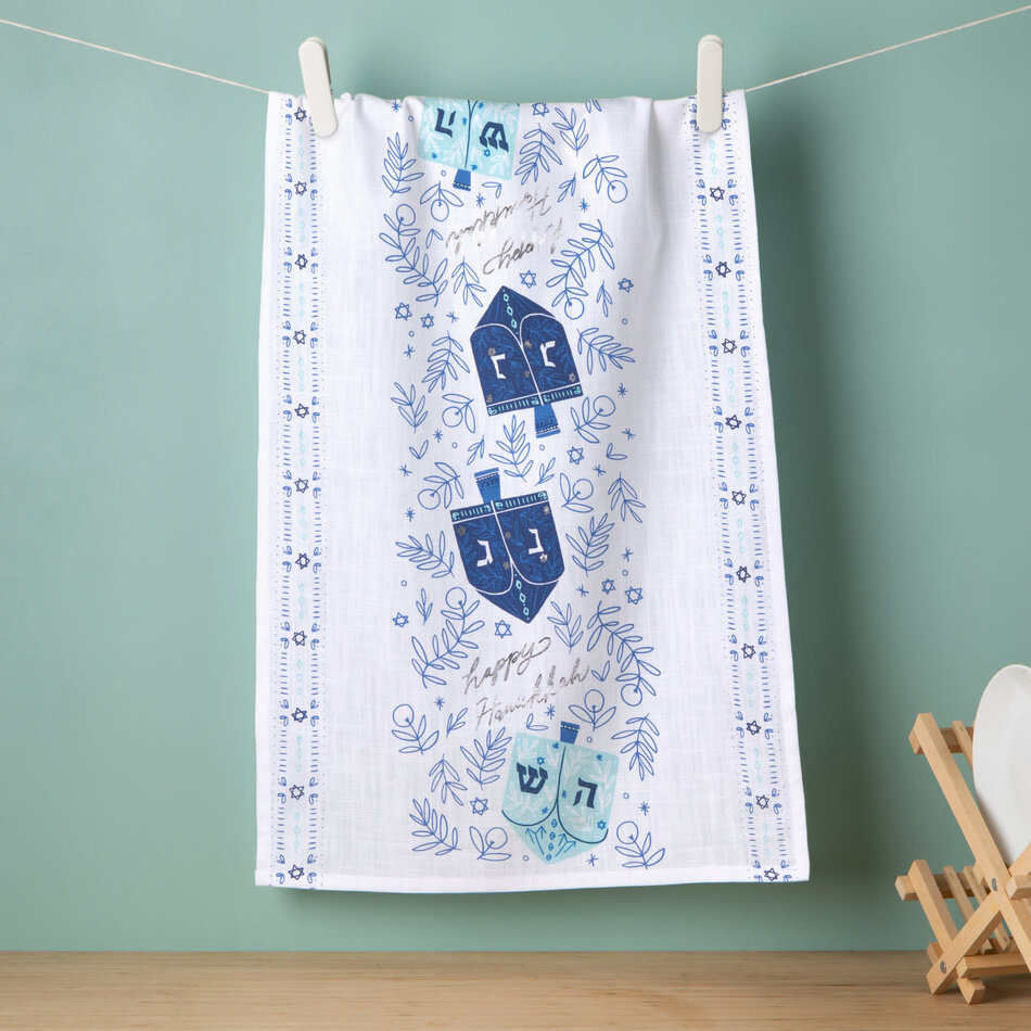Dreidels Hanukkah Dishtowel