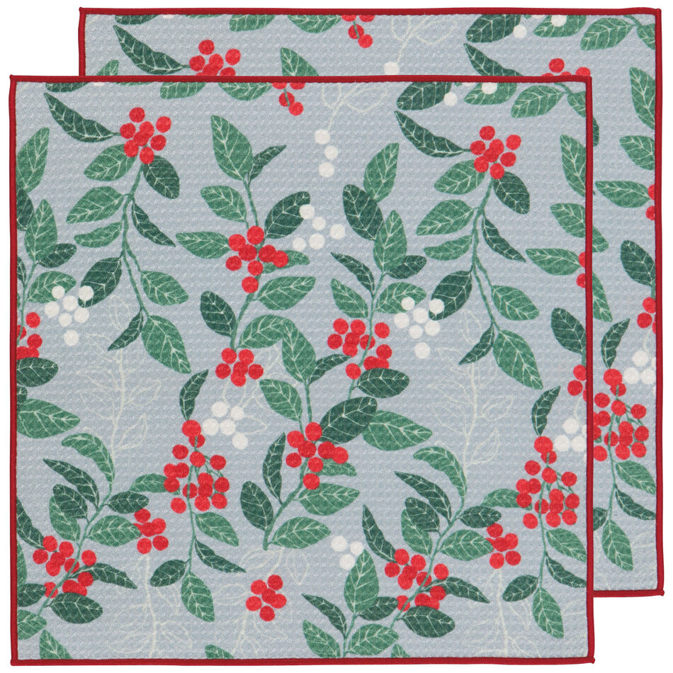 Merry Berry Christmas Recycled Microfibre Dishcloth