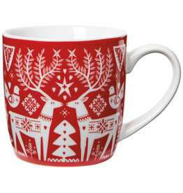 Folk Forest Christmas Porcelain Mug